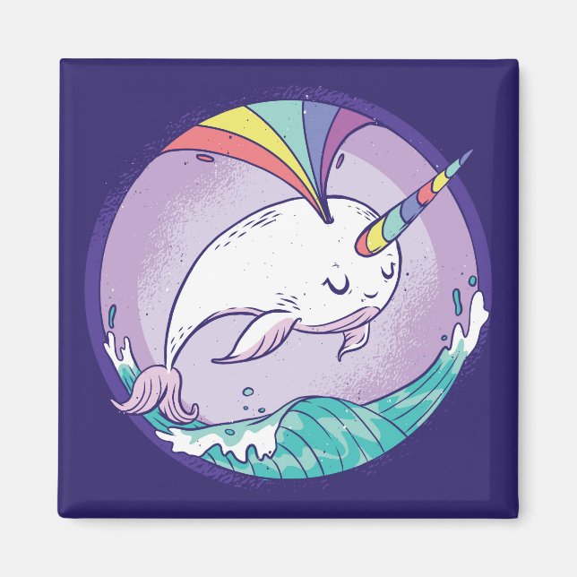 Imán Narwhal arcoiris (Frente)