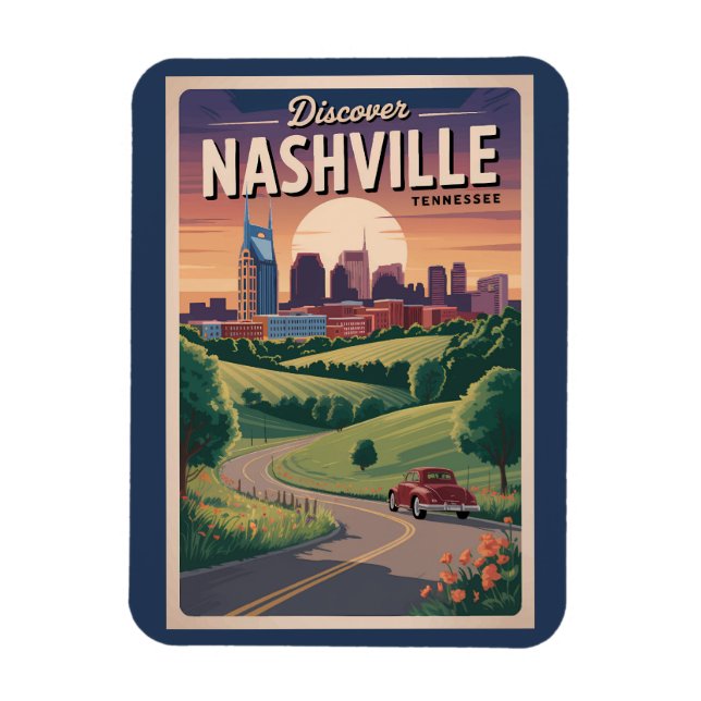 Imán Nashville Tennessee Southern Road Travel Art (Vertical)
