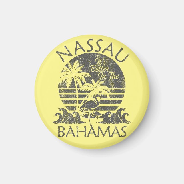 Imán Nassau Bahamas Magnet Vacation Cruise Retro Beach (Frente)