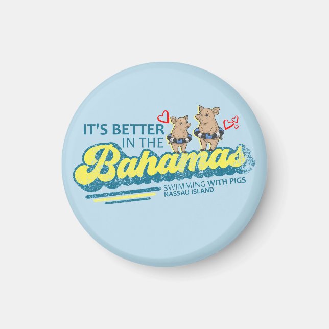 Imán Nassau Bahamas Magnet Vacation Cruise Swimming Pig (Frente)