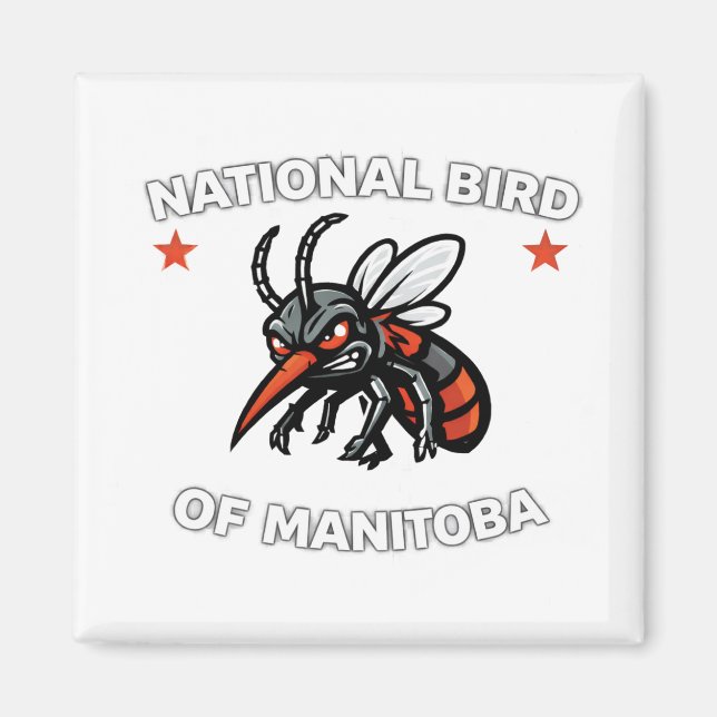 Imán National Bird of Manitoba Funny Mosquito 2" Square (Frente)
