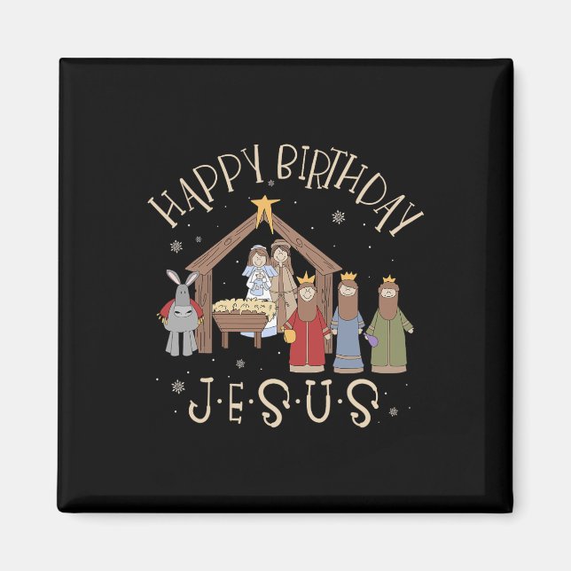 Imán Natividad Feliz Cumpleaños Jesús Navidad Natividad (Frente)