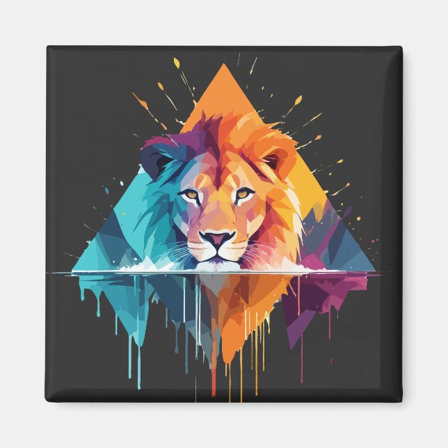 Imán Naturaleza animal de la vida salvaje de los leones (Frente)