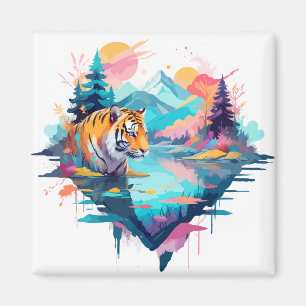 Imán Naturaleza animal de vida silvestre tigre acuarela