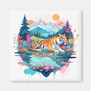 Imán Naturaleza animal de vida silvestre tigre acuarela