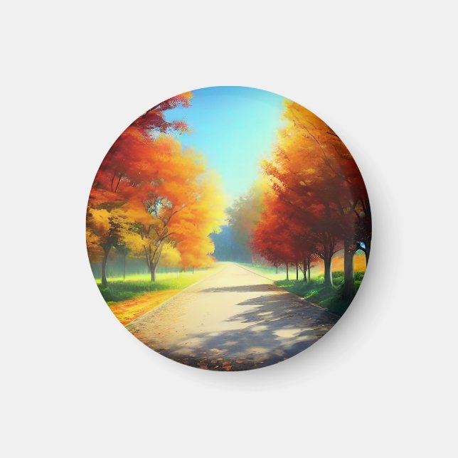 Imán Naturaleza Árboles otoñales en el bosque (Frente)