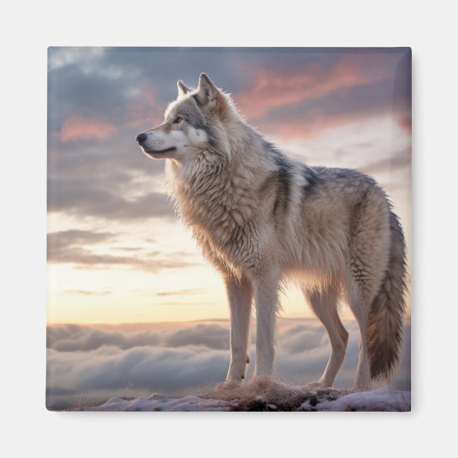 Imán Naturaleza de los animales lobo (Frente)