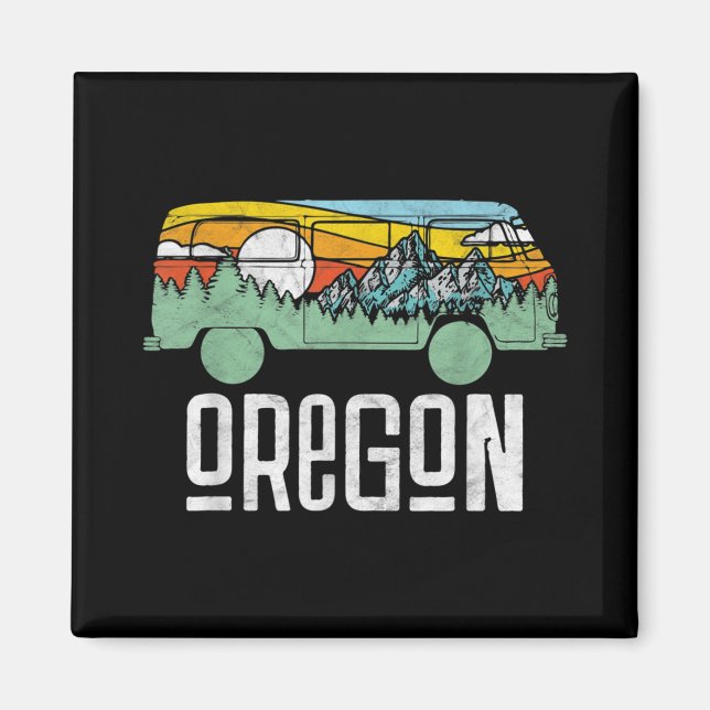 Imán Naturaleza Hippie Van de Retro Oregon al aire libr (Frente)