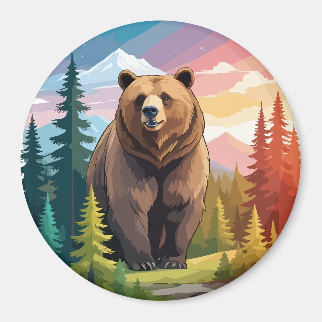 Imán Naturaleza majestuosa del arte del vector del oso  (Frente)