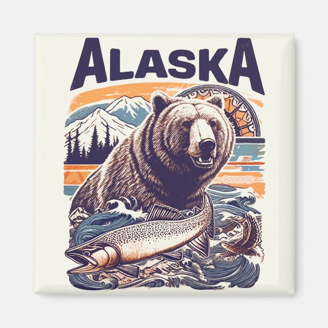 Imán Naturaleza vintage de Alaska (Frente)