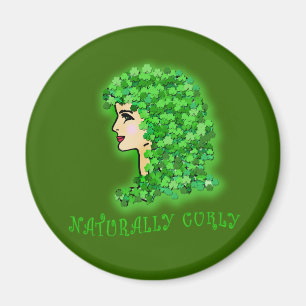 Imán ¡Naturalmente, Curly! Con Shamrock irlandés