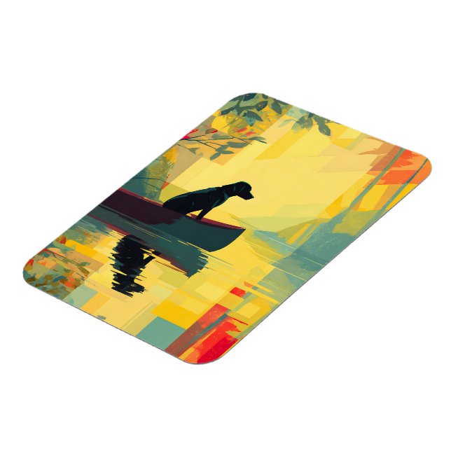 Imán Nature Minimalist Black Labrador Canoe (Lado Izquierdo)