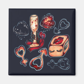 Imán Naughty Dice & Champagne Adult Humor Dark Romance