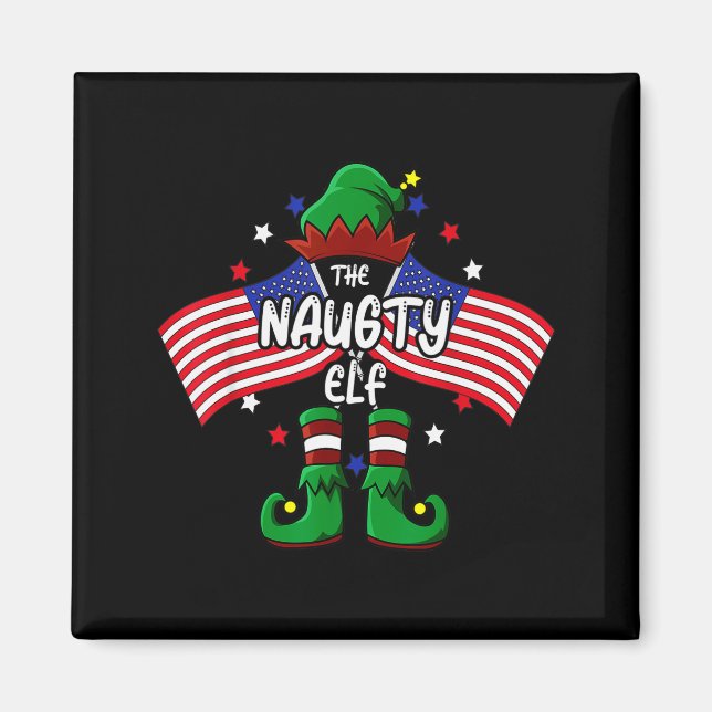 Imán Naughty Elf Patriotic Christmas  (Frente)
