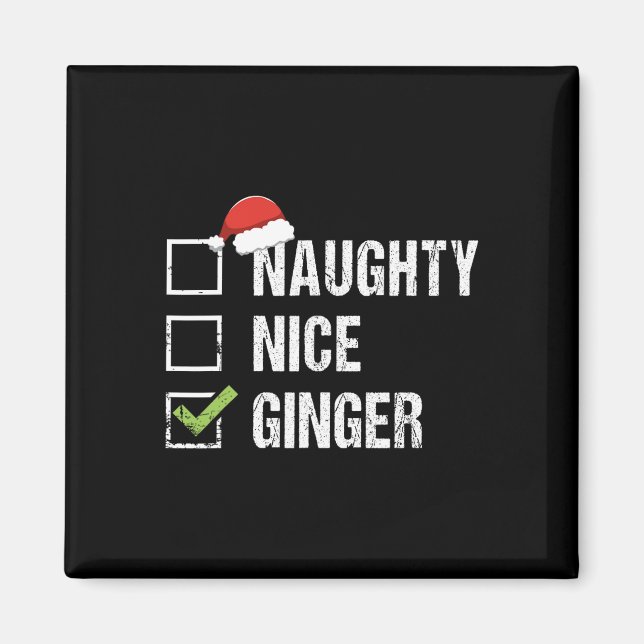 Imán Naughty Nice Ginger Redhead Santa Hat Irish Christ (Frente)