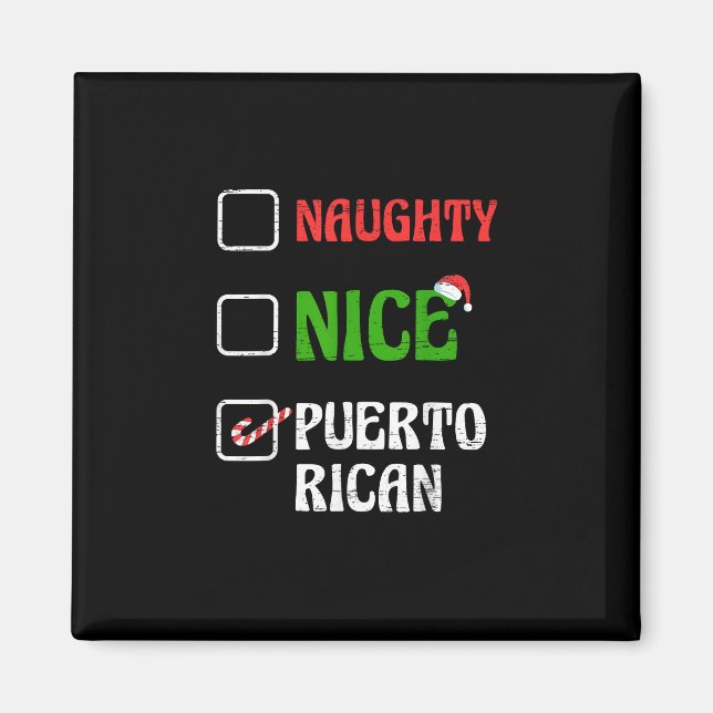 Imán Naughty Nice Puertorican Santa Holiday Sweet  (Frente)