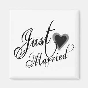 Imán Naughy Grunge Script - Sólo el corazón casado negr