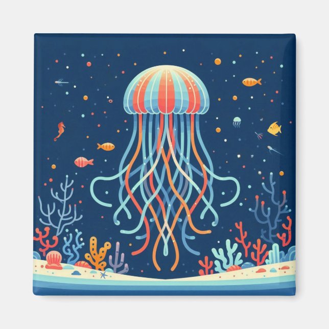 Imán náutica/playa/medusas costeras (Frente)