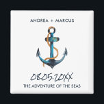 Imán Nautical Anchor Cruise Ship Wedding Favor Magnets<br><div class="desc">La boda favorece los imanes para las parejas que se casan en un crucero. Personalizar con sus nombres,  fecha del boda y nombre del barco.</div>