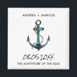 Imán Nautical Anchor Cruise Ship Wedding Favor Magnets<br><div class="desc">La boda favorece los imanes para las parejas que se casan en un crucero. Personalizar con sus nombres,  fecha del boda y nombre del barco.</div>