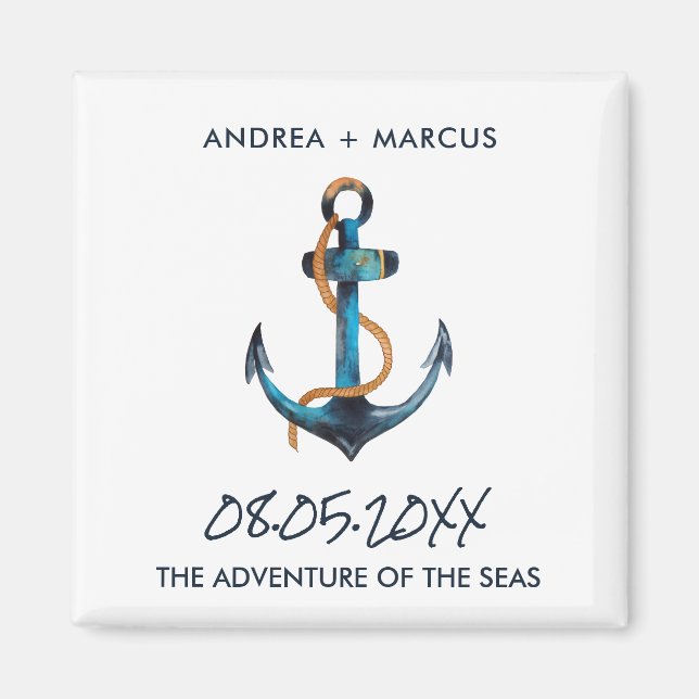 Imán Nautical Anchor Cruise Ship Wedding Favor Magnets (Frente)