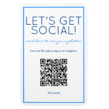 Nautical Beach Blue QR Code Social Media Magnet