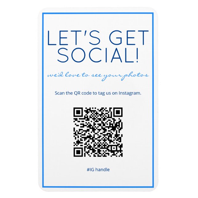 Imán Nautical Beach Blue QR Code Social Media Magnet (Vertical)