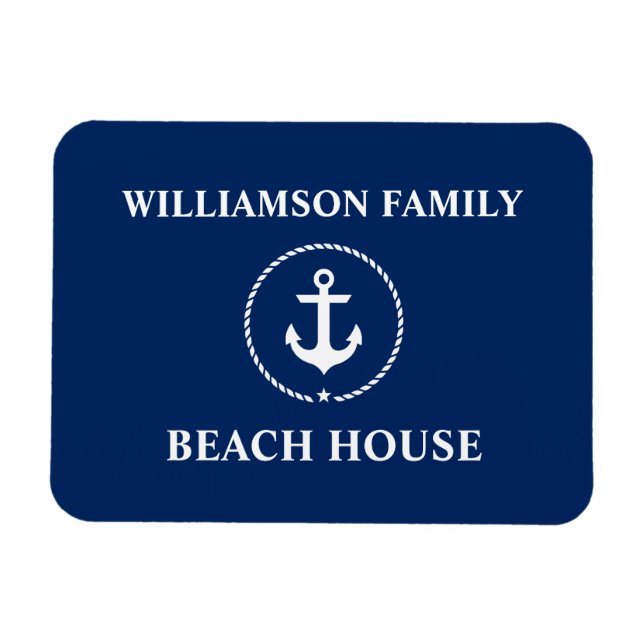 Imán Nautical Beach House Nombre de familia Anchor Nava (Horizontal)