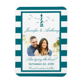 Imán Nautical Lighthouse Wedding Photo Save The Date