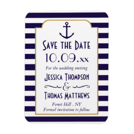 Imán Nautical Navy & White Stripe Anchor Salvan La Fech