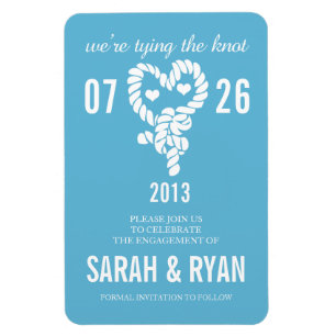 Imán Nautical Tie the Knot Blue Save the Date Magnets