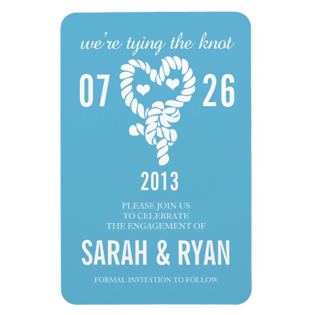 Imán Nautical Tie the Knot Blue Save the Date Magnets (Vertical)