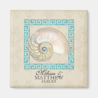 Imán Nautilus Shell acuarela Griega Key Damask Beach