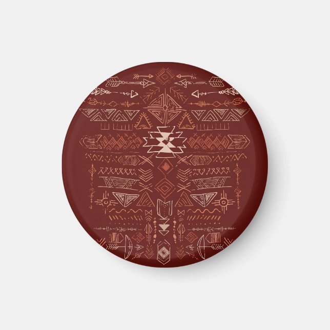 Imán Navajo Aztec: Patrón de Doodle Étnico. (Frente)