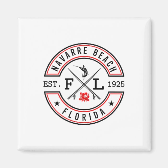 Imán Navarre Beach Florida Fl Retro Surfer Frente a la  (Frente)