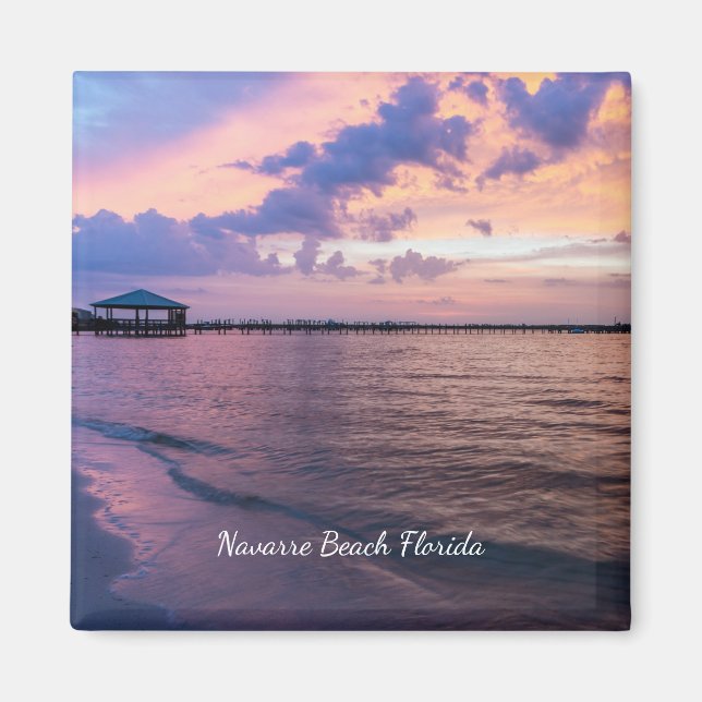 Imán Navarre Beach Magic Hour Purple Sunset Magnet (Frente)