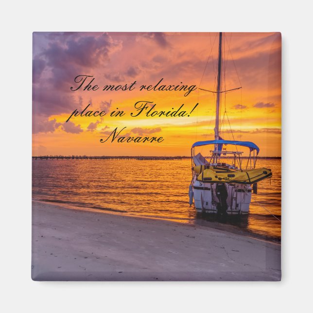 Imán Navarre Florida Fire Sunset Square Magnet (Frente)