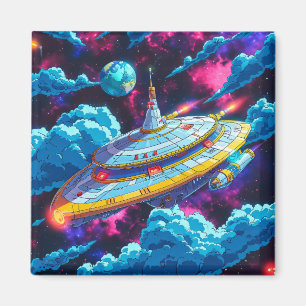 Imán Nave espacial alienígena de dibujos animados