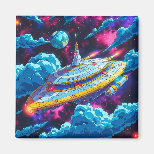 Imán Nave espacial alienígena de dibujos animados (Frente)