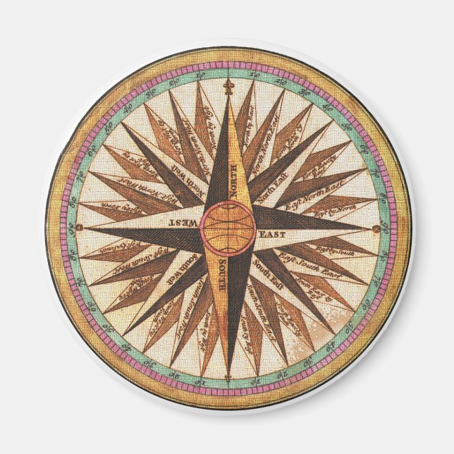 Imán Navegador de brújulas de nautical vintage (Frente)