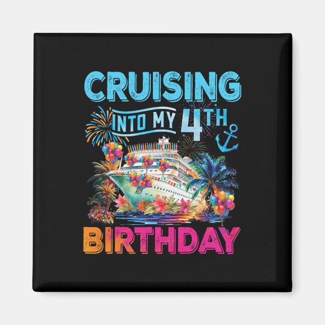 Imán Navegando hacia mi viaje de cumpleaños número 4 Cr (Frente)