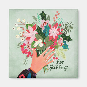 Imán Navidad 12 días de Navidad Cinco Anillos de Oro