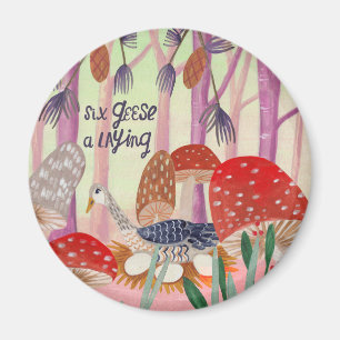 Imán Navidad 12 días de Navidad Seis Gansos Poniendo Hu