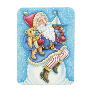 Imán Navidad adorable, Santa Claus en bola de nieve con