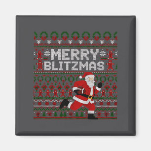Imán Navidad Alegre Blitzmas Santa Fútbol Sudadera Fea