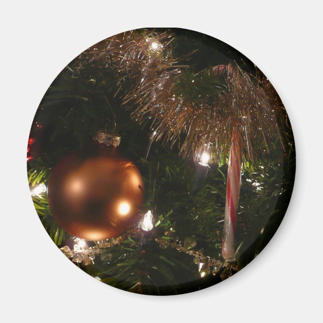 Imán Navidad Árbol II Festividad Rojo y Oro (Frente)