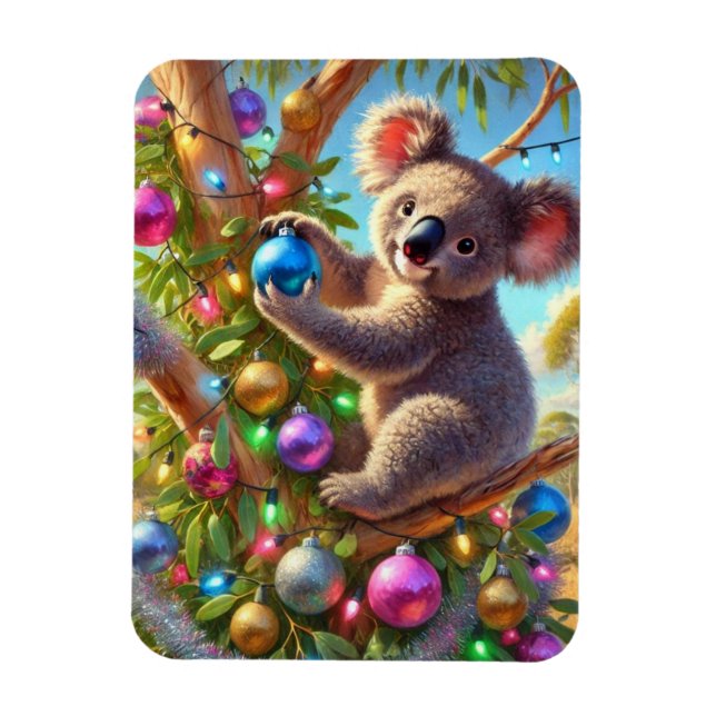 Imán Navidad australiana con koala (Vertical)