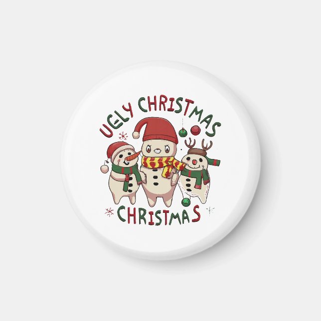 Imán Navidad blanca ;UGLY CHRISTMAS (Frente)