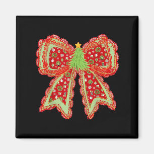 Imán Navidad Brillante de cerezo de coqueta con arco