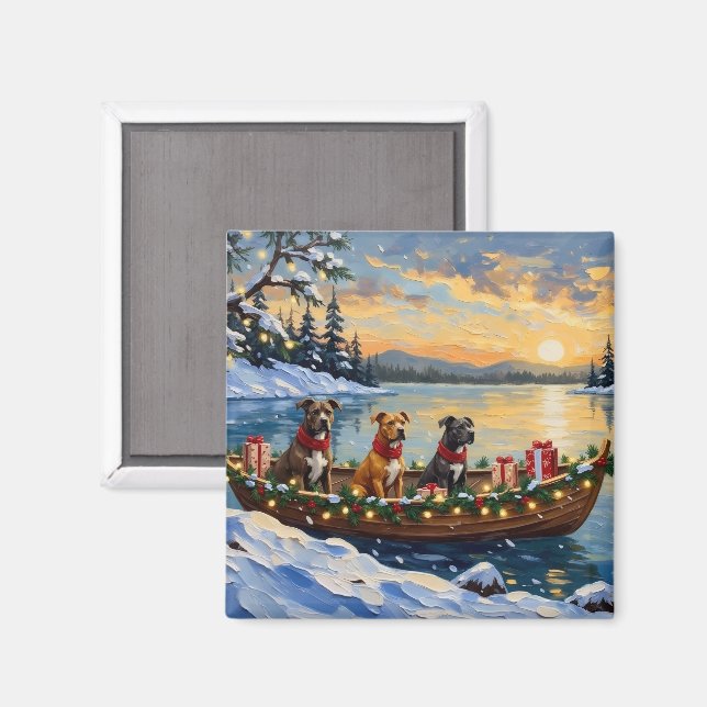 Imán Navidad de barco de Pitbull (Anverso/Reverso)